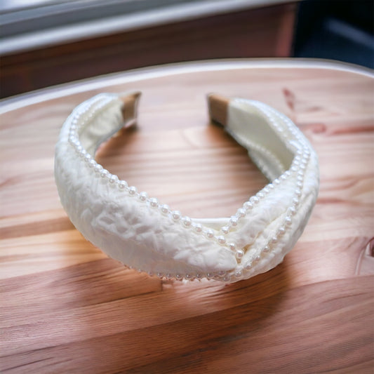 White Faux Pearls Headband